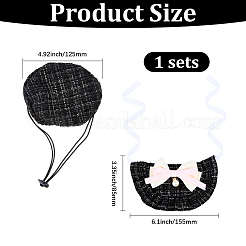 Наборы из полиэстера с бантом для ошейника и шапки для домашних животных&nbsp;AJEW-WH20019-84A