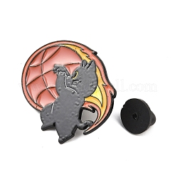 Кот с баскетбольными спортивными эмалированными значками&nbsp;JEWB-I052-05EB-04
