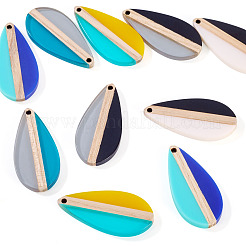 10 шт. подвески из прозрачной и непрозрачной смолы и дерева 5 цветов&nbsp;RESI-TA0004-65