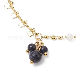 2 комплект из 2-х стилей браслетов на ногу из латунной цепочки со звездой и кисточками ручной работы из стекла&nbsp;AJEW-AN00761