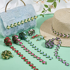 6 ярд двухцветной полиэстеровой кружевной ленты с цветочной вышивкой&nbsp;OCOR-PH0006-96