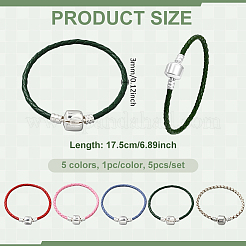 5шт 5-х цветные плетеные браслеты из воловьей кожи для мужчин и женщин&nbsp;BJEW-GO0002-08