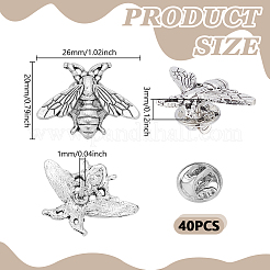 40 шт. булавки для лацкана с пчелами из сплава&nbsp;JEWB-GO0001-21AS