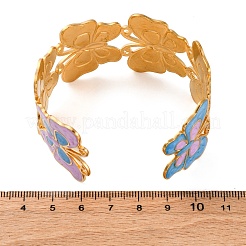 Браслеты-манжеты из нержавеющей стали 304 с эмалью для женщин&nbsp;BJEW-P347-01G-B