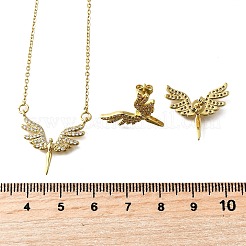 Комплекты серег-гвоздиков и ожерелий с подвесками из латуни и микропаве из кубического циркония SJEW-Z002-03G