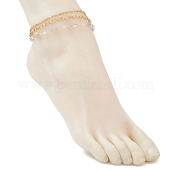 Браслеты на ногу из натуральных самородков морганита и звеньев цепи из нержавеющей стали 304&nbsp;AJEW-AN00743-02