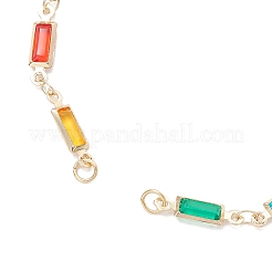 Изготовление браслета из латунной стеклянной прямоугольной цепочки&nbsp;AJEW-JB01399