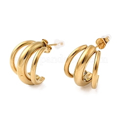 Серьги-гвоздики в форме тройной буквы С из нержавеющей стали 304&nbsp;EJEW-G451-01G