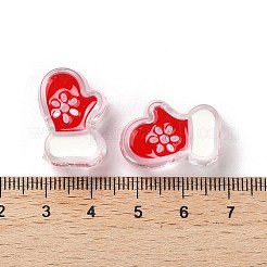 Рождественские украшения тематические непрозрачные акриловые бусины с эмалью&nbsp;OACR-Z021-01G