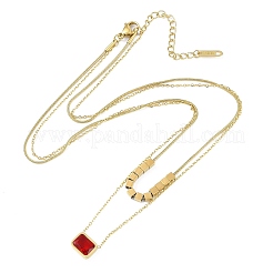 Ионное покрытие (ip) золотистый тон нержавеющая сталь 304 паве кубический цирконий прямоугольные подвески ожерелья для женщин&nbsp;NJEW-K276-09G-01