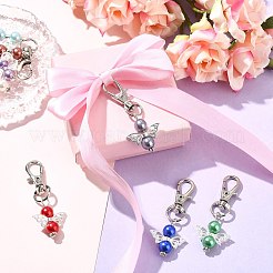 60 шт. 10-х цветные подвесные украшения в виде ангела из акрила и сплава&nbsp;HJEW-CJ00064