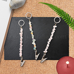 6шт. брелок из натурального розового кварца и кварцевого кристалла&nbsp;KEYC-GF00005