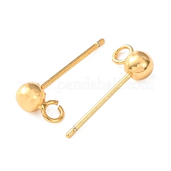 Круглые латунные серьги-гвоздики&nbsp;KK-C157-23G