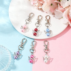 6 шт. 6-х цветный ангельский стеклянный жемчуг и сплав подвеска украшение&nbsp;HJEW-YW00072