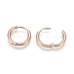 Серьги-кольца Huggie Hoop из нержавеющей стали 304 с ионным покрытием (IP)&nbsp;EJEW-F111A-14mm-RG