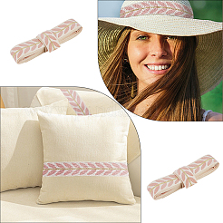 18 ярд двухцветных полиэстеровых жаккардовых лент с узором в виде листьев&nbsp;SRIB-CY0001-16