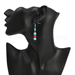 Бронзовые синтетические бирюзовые серьги&nbsp;EJEW-JE06589-03