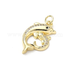 Латунные микропаве прозрачные подвески с фианитом&nbsp;KK-H255-12G-02