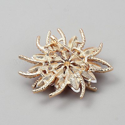 Булавки для лацкана из цветочного сплава со стразами для свадебной вечеринки&nbsp;JEWB-WH0001-42G-04-1