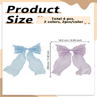 4 шт. 2-х цветные тканевые длинные заколки-банты для волос&nbsp;OHAR-LP0001-29B-1