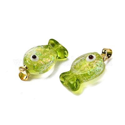 Подвески ручной работы из дихроичной фольги в технике лэмпворк DICH-G001-01G-06-1