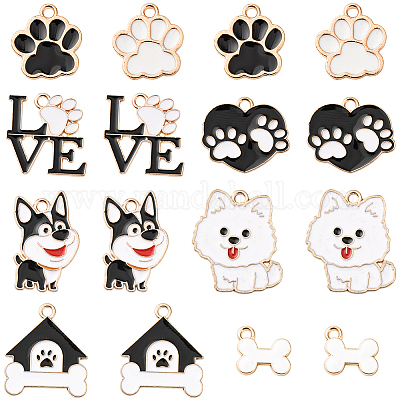 32 шт. 8 стиля подвески с отпечатками лап из сплава и эмали&nbsp;ENAM-SC0007-29-1