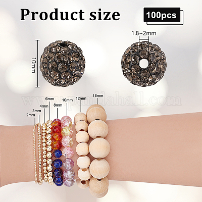 100 шт. бусины из полимерной глины со стразами RB-PH0001-43C-1