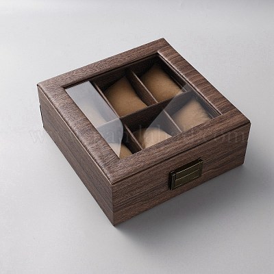 6-слотовый ретро-плотный картон и футляры для часов из искусственной кожи с видимыми окнами&nbsp;ODIS-WH0078-28A-1