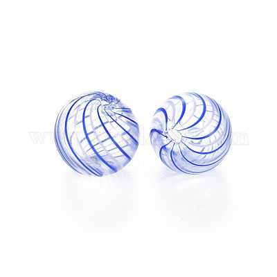 Прозрачные бусины из дутого стекла ручной работы GLAA-T012-35C-07-1