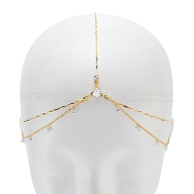 Сплав со стразами цепочка для волос&nbsp;DIY-WH20058-11G-1