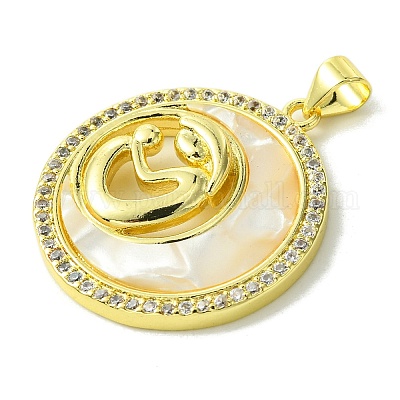 Подвески из латуни с микро паве ко Дню матери KK-H472-13G-10-1