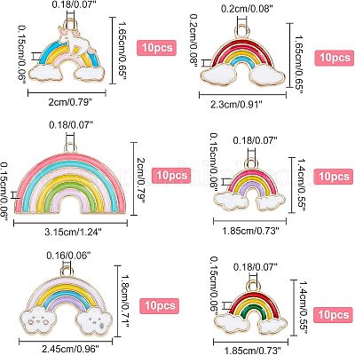 Подвески из сплава эмали 60шт 6 стиля&nbsp;ENAM-NB0001-53-1