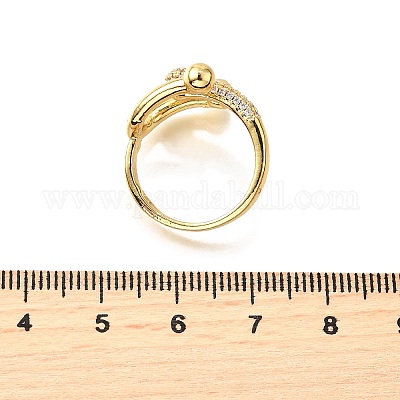 Латунные микро проложить манжеты кольца кубического циркония&nbsp;LS-RJEW-D308-03G-D-1