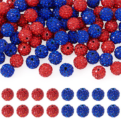 100 шт. 2-цветные бусины из полимерной глины ручной работы со стразами&nbsp;CLAY-TA0001-79B-1