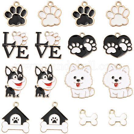 32 шт. 8 стиля подвески с отпечатками лап из сплава и эмали ENAM-SC0007-29-1