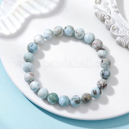 Натуральные круглые бусины ларимара&nbsp;BJEW-JB13382-01-1