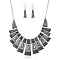 Alloy Pendant Necklaces & Dangle Earrings, Trapezoid, Antique Silver, 420mm