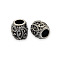 Carved Brass Beads, Barrel, Nickel Free, Antique Silver, 6x5mm, Hole: 3mm