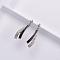 3 Pairs Stainless Steel Arch Dangle Stud Earrings, with Rhinestone, Stainless Steel Color, 30x10mm