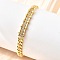 Brass Micro Pave Clear Cubic Zirconia Rectangle Link Bracelets, Curb Chain Bracelets for Women, Rack Plating, Long-Lasting Plated, Lead Free & Cadmium Free, Real 18K Gold Plated, Cross, 7-1/4 inch(18.5cm)