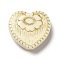 Plating Acrylic Beads, Golden Metal Enlaced, Heart with Flower Pattern, Old Lace, 17x18x6mm, Hole: 1.6mm
