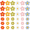 60Pcs 12 Style Flower Shape Two Tone Crochet Appliques, Ployester Yarn Knitting Embroidered Embellishments for Bag, Clothing, Headbands, Hats, Pillow, Mixed Color, 35~50x35~50x1.5~3mm, 5pcs/style