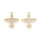 Alloy & Crystal Rhinestone Pendants, Airplane Charms, Light Gold, 20.5x18.5x2mm, Hole: 2mm