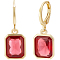 3Pairs Brass Leveback Earring, Rectangle Cubic Zirconia Dangle Earrings for Women, Golden, Orange Red, 27.5x10mm