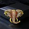 Alloy Rhinestone Brooch, Exquisite Lapel Pins for Clothes, Elephant, Antique Golden, 45.5x63.5mm