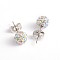 Polymer Clay Rhinestone Ball Stud Earrings, with Steel Pins, Crystal AB, 8~9mm, Pin: 0.8mm