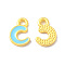 Alloy Enamel Pendants, Matte Gold Color, Letter Charm, Nickel Free, Letter C, 10x7x1.5mm, Hole: 1.6mm