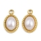 304 Stainless Steel ABS Imitation Pearl Charms, Ion Plating, Golden, Oval, 13.5x8.5x4mm, Hole: 1.8mm