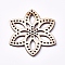 Wood Filigree Joiners Links, Laser Cut Wood Shapes, Flower, Blanched Almond, 51.5x44.5x2.2mm