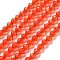 Transparent Glass Beads Strands, Faceted, Bicone, Orange Red, 5.5~6x5mm, Hole: 1.2mm, about 78~79pcs/strand, 15.35~15.55''(39~39.5cm)